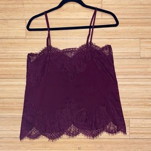 Maroon Lace Tank Top
